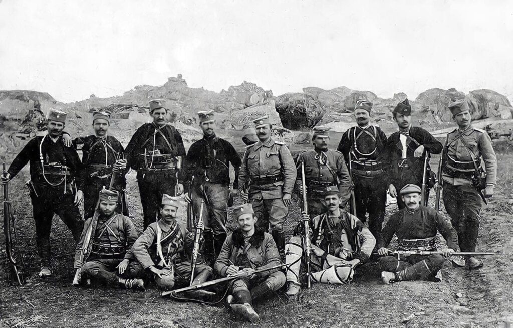 Vojvoda Vuk sa svojim vojnicima 1912. godine, za Vreme Prvog Balkanskog rata