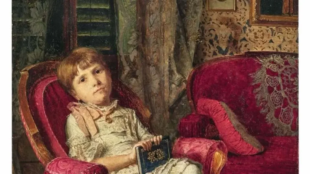 Portret devojčice sa knjigom u fotelji