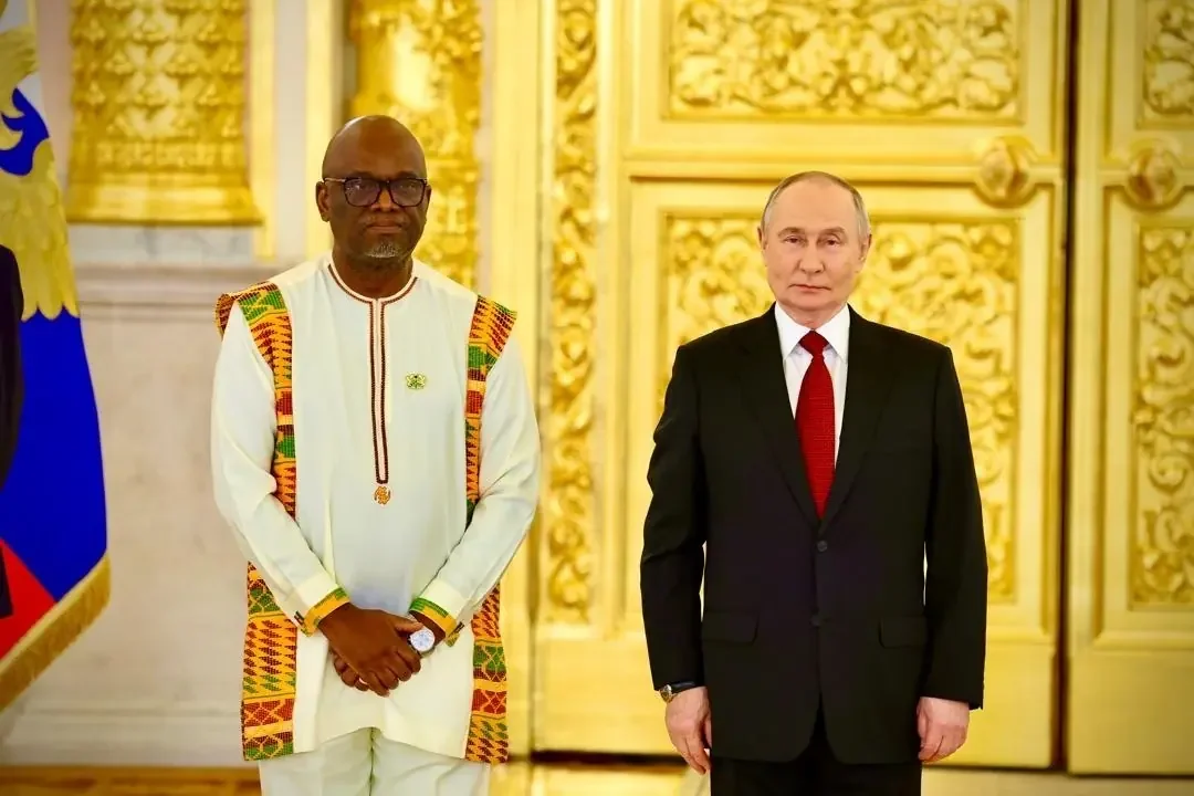 Predsednik Gane Mahama i predsednik Rusije Vladimir Putin